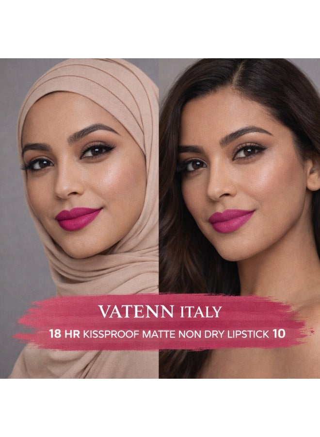 VATENN ITALY 18 Hr Kissproof Lipstick 10 Matte liquid lipstick, Lead-Free ,No Dry Feel, Weightless Feel, Vinyl Ink Kissproof /Lip Lingerie Transfer-Proof, All Day Wear. - Image 3